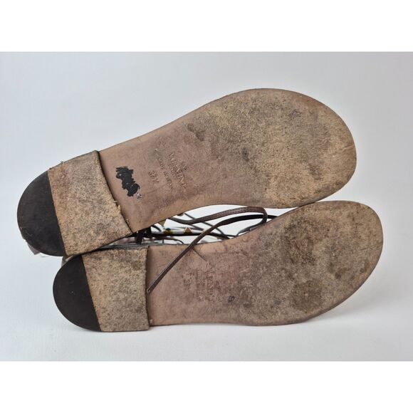 Valentino Garavani Womens Brown Rolling Rockstud Gladiator Sandal Flat Size 37.5 - Picture 6 of 6